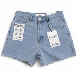 REFRAIN LOS ANGELES Sky Blue Denim High-rise Cut-Off Shorts